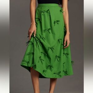 Anthropologie Maeve 3D Bows Midi Skirt Cute & Trendy!